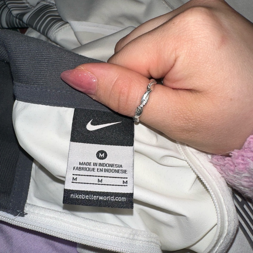 Nike (Medium) White//Grey Ohio State 3/4 Zip Up Pullover with Drawstring Waist - Picture 14 of 15